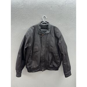 Seventh Avenue Mens Jacket Size XL Brown Leather Zip Up Thermolite Lined Vintage